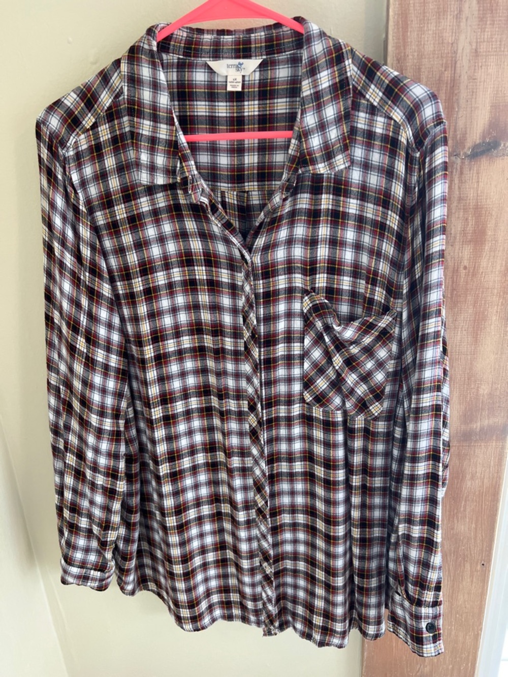 torrid Black, White, Red & Yellow Plaid Button-Front Shirt